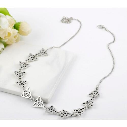 New Trendy Triquetra Trinity Knot Vikings Celts Knot Amulet Irish Knot Metal Necklaces For Women Girls Friends Jewelry Gift