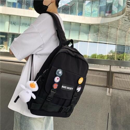 Summer New Solid Color Men Backpack Nylon Waterproof Large Capacity School Bags For Men 2021 School Backpack