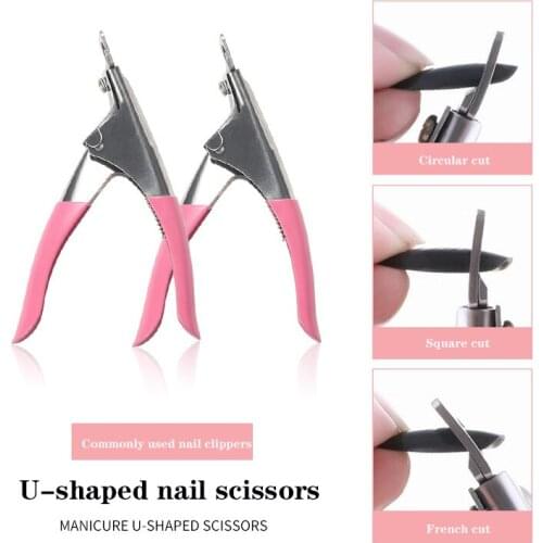 Nails U-shaped Scissors Flat Cut Stainless Steel French False Nails Phototherapy Professional Nails Pedicure Scissors Nail Tools
