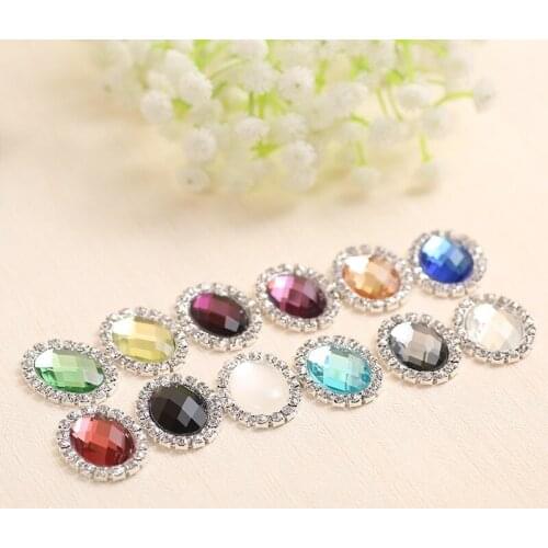 Wholesale 40pcs/pack 19*25mm Oval Wedding Diamond flatback Button rhinestone Button crystal DIY hair garment Accessories YJ80