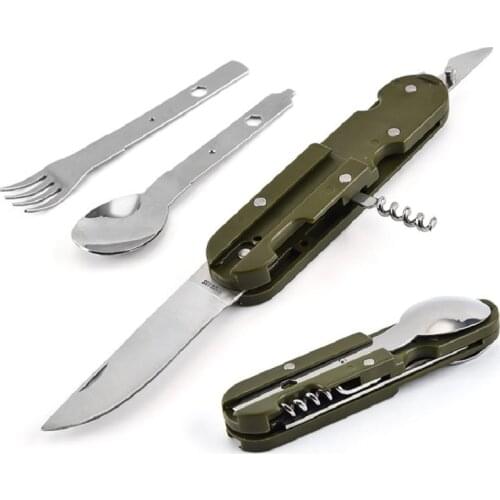 2021 Detachable Multi Tool Portable Picnic Camp Spoon Knife Cutlery Bottle Can Opener Fold Spork Fork Flatware Tableware