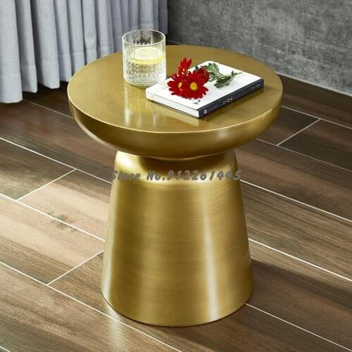 Sofa Side Table Bedroom Bedside Table Small Table Side Table Light Luxury Metal Round Table Creative Movable Small Tea Table Cor