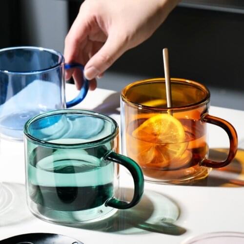 Simple Colored Nordic Portable Glass Cups Creative Whiskey Glass Water Mugs Coffee Cups Drinkware Kubek Do Kawy Drinkware BJ50BL