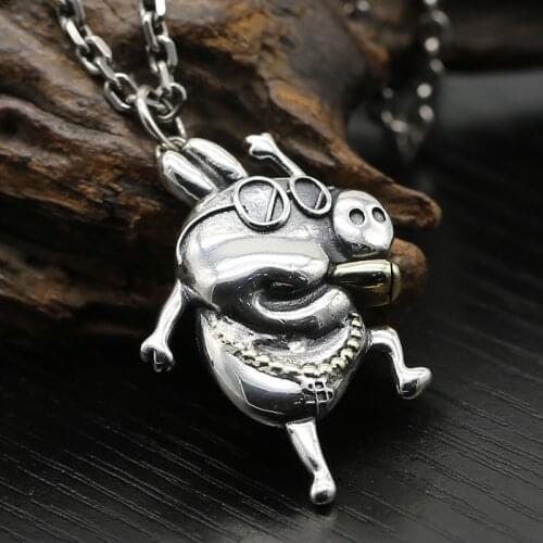 S925 silver jewelry personality fashionable social person piggy Pei hanging Taiyin one proxy