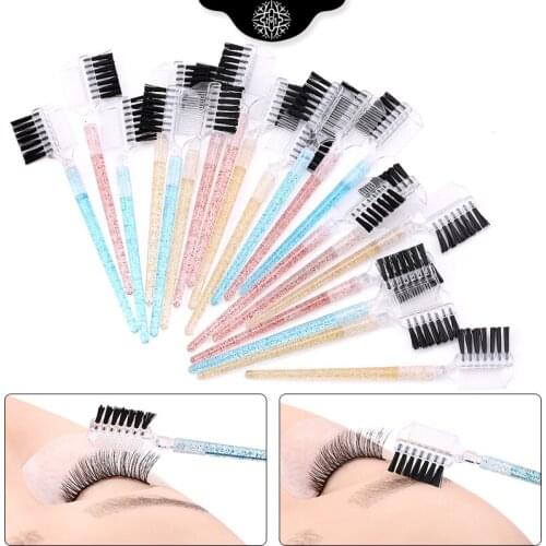 20/100 Pcs 2in1 Crystal Eyebrow Brush Eyelash Comb Professional Dual purpose Makeup Brush for Eyelashes Extension Cosmetic Tools
