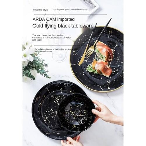 Nordic pure hand-crafted lead-free glass fruit plate cold food with a set of salad plate restaurant dishes