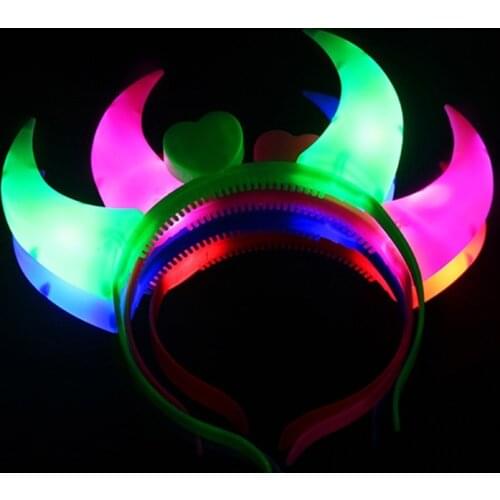 LED Devil Horn Light Up Headband Flashing Horn Halloween Christmas Party Decor