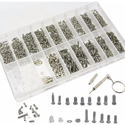 Assorted 1000pcs Stainless Steel Screws + Screwdriver for Watch Clock Eye Glasses Phone Household Appliances Repair Tools Kits