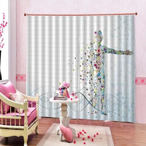Custom All Size Modern technology Human Anatomy Curtain Polyester Fabric Photo Print For Living room Bedroom Blackout Drapes