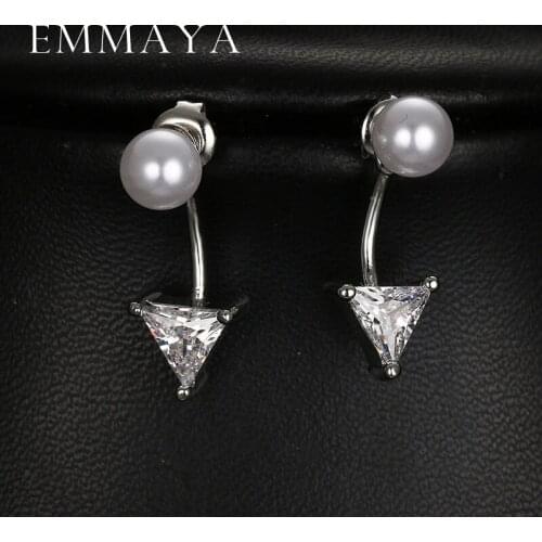 Emmaya Top Quality Ladies Women Lovely Pearl Earring Fashion Rhinestone Zircon Earrings Girls Ear Stud Ear Jewelry