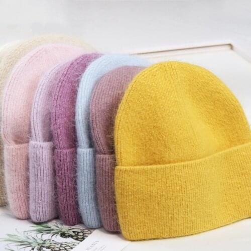Winter Hat Women Beanie Angora Knit Warm Cuffed Autumn Outdoor Skiing Sports Accessory For Teenagers