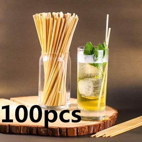 100pcs 20cm Natural Wheat Straw Reusable Drinking Straws 100% Natural Biodegradable Straws Environmentally Friendly Bar Tool