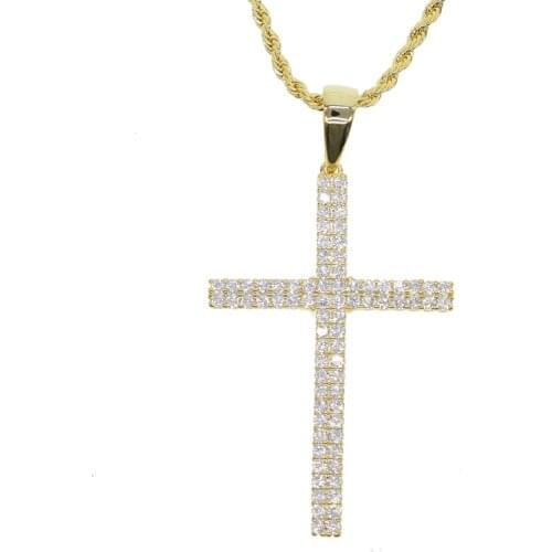 24" rope Chain Mens Pendant hip hop cross Jewelry iced out sparking bling cz cross necklace