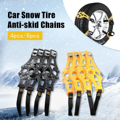 4pcs/set 8pcs/set Car Tyre Winter Roadway Safety Tire Snow Adjustable Anti-skid Safety TPU Chains Double Snap Skid Wheel Parts