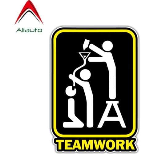 Aliauto Personality Car Sticker Drinking Beer Teamwork Reflective Waterproof Sun Creen Anti-UV Accessories PVC Decal,14cm*10cm