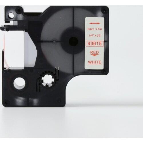 Free shipping 6mmX7m 6mm label Red on white tape 43615 compatible d1 label tapes with dymo d1 label printer