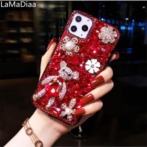 Luxury 3D Color Diamond Bear Bling Crystal Rhinestone Cases For iphone 11 12 Pro MAX X XS MAX XR 6S 7 8 PLUS SE 2020 Phone Case