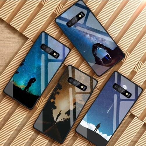 Starry Sky Tempered Glass Phone Case For Samsung Galaxy S8 S9 S10 S20 PLUS J8 J6 J4 2018 NOTE 8 9 10 Cover Shell