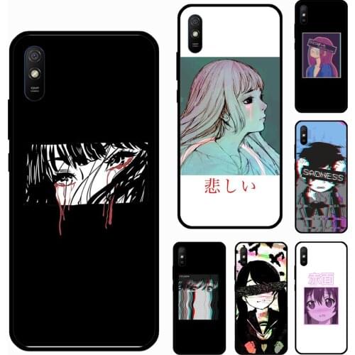 Vaporwave Aesthetic sad Japanese Anime For Xiaomi Redmi Note 9 Pro 8 Note 10 Pro 8T 9S Cover For Redmi 9T 9A 9C 7A 8A K40 Case