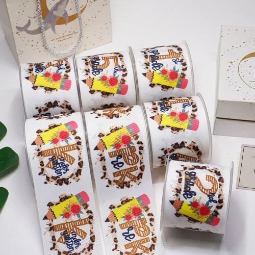 DIY Handmade Materials Printed Bcak To School Grosgrain Ribbon 50 Yard Per Size 56153