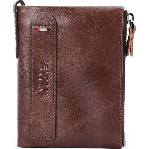 Men Short Wallet Oil Wax Cowhide Wallets High Quality Coin Purse Cash Card Holder