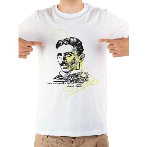 Nikola Tesla funny t shirt men summer new white casual homme cool geek tshirt