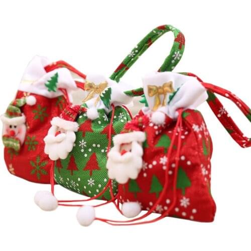 Canvas Christmas Gift Candy Tassen Kerst Tassen Koord Favor Gift Pakket Bulk Set Van Multi-Stijl Neon Gekleurde Goodie tassen