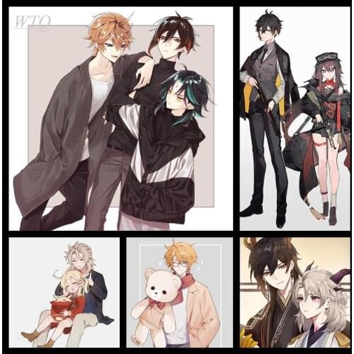 Game Poster Genshin Impact Anime Posters Daddalia/Zhongli/Mandrill Wall Decor Poster Canvas Painting Wall Art Picture Home Decor