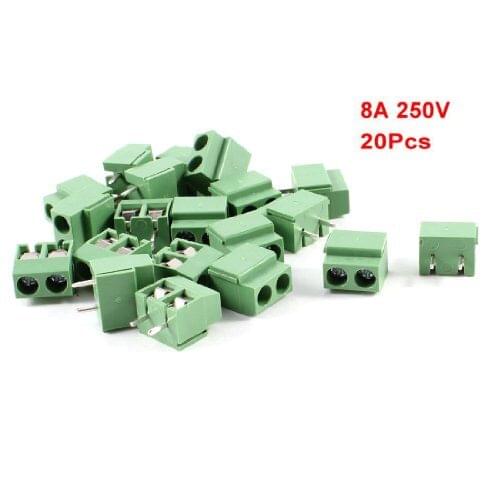 IMC hot 20pcs 2 Pole 5mm Pitch PCB Mount Screw TermInal Block Connector 8A 250V