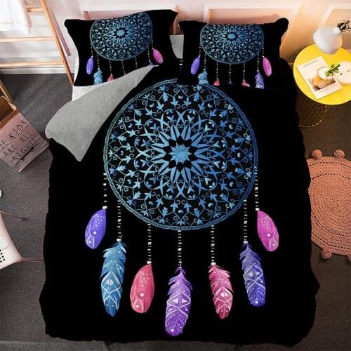 Hot Psychedelic Dream-catcher Duvet Cover Mandala Bedding Set Bedcloth 2/3pcs Queen King Double Size Bed Sets