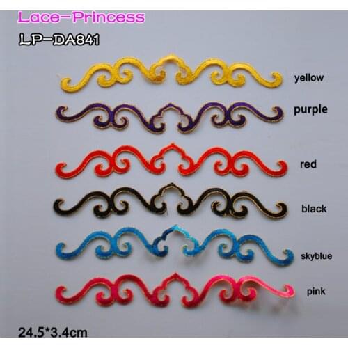 10 PCS 24.5X3.4CM colorful ribbon polyester embroider DIY lace patches Lace flowers Applique Garment accessories LP-DA841