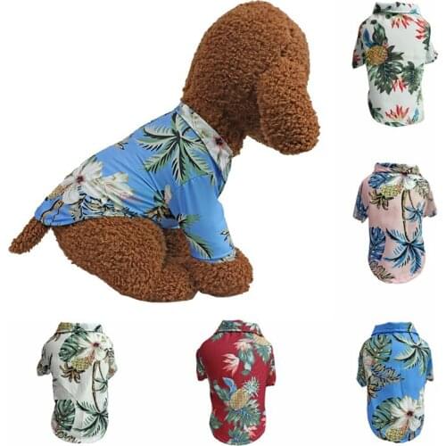 Summer Beach T-Shirt Pet Dog T Shirts Cat Dog Hawaiian Vest for French Bulldog