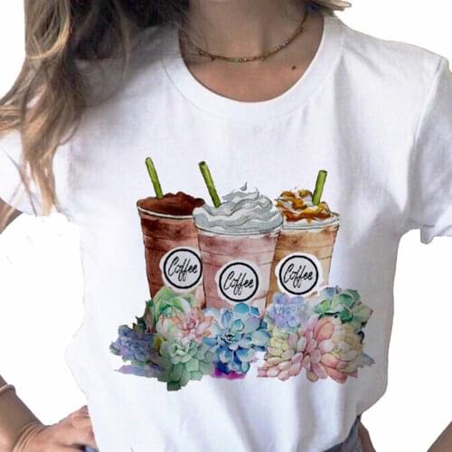 Summer Plant Cactus Succulent Top print ladies T-shirt casual basis O-collar white shirt short sleeve ladies T-shirt,Drop Ship