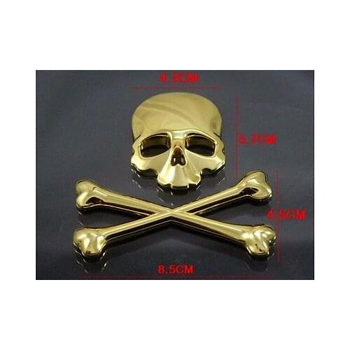 3D Crossbone Skull Metal Logo Emblem Badge Decal Tank Sticker For Honda Kawasaki Yamaha Suzuki Scooter ATV BIKE Gold