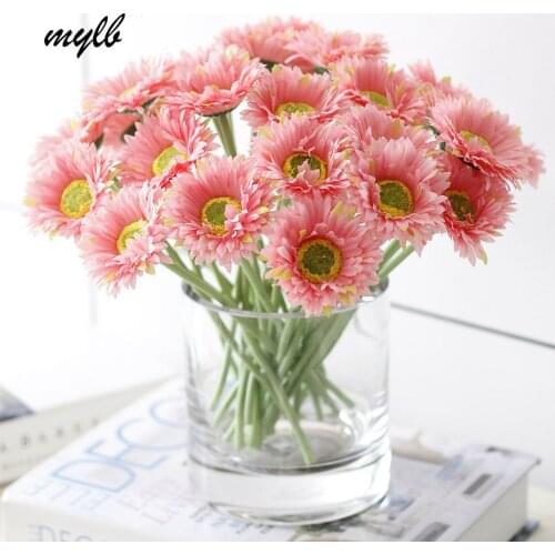 Mylb 10PCS/lot Little Daisy Flower simulation flower Artificial Flowers for Home Decoration Wedding Bouquets free shipping