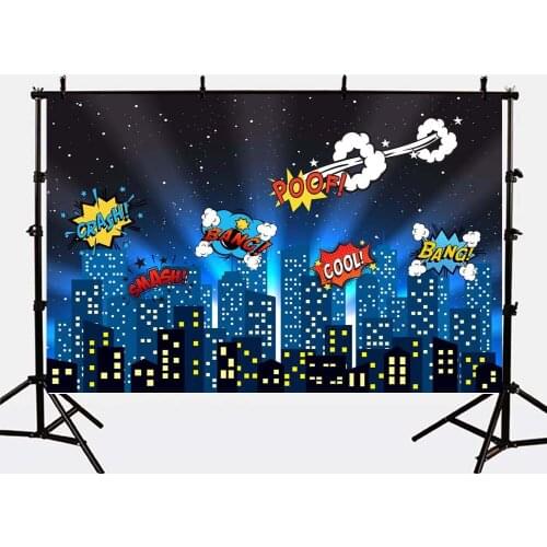 Mehofoto Night City Photo Backdrops for Photography Studio Superhero Backgrounds Lighting Kids Birthday Party G-156