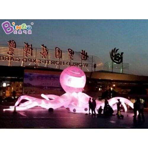 NEWLY DESIGN 18m width inflatable huge pink octopus cartoon inflating custom tailor lighting LED lamp for playground decoration