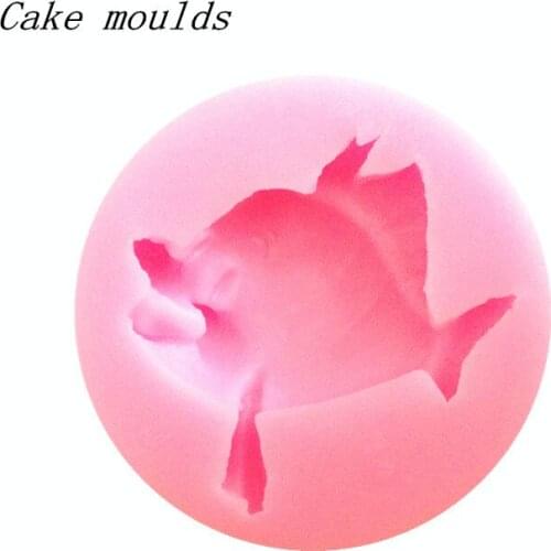 Wholesale Silicone mold K167 Cartoon fish shape clay mold Fondant cake mold Free shipping