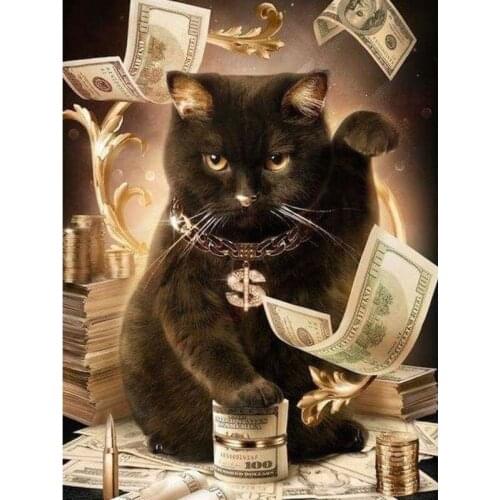 Sale Full Square Drill 5D Diamond Painting Cat money Cross Stitch Mosaic Rhinestone Picture DIY Diamond Embroidery Home Decor