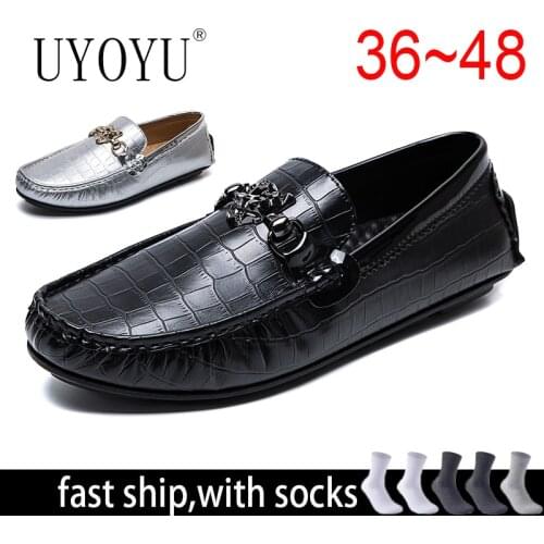 Luxury Designer Brand Hot Sell Moccasins Plus Size 38~48 Men Printed Loafers High Quality Leather Shoes Mens Flats Driving Shoes