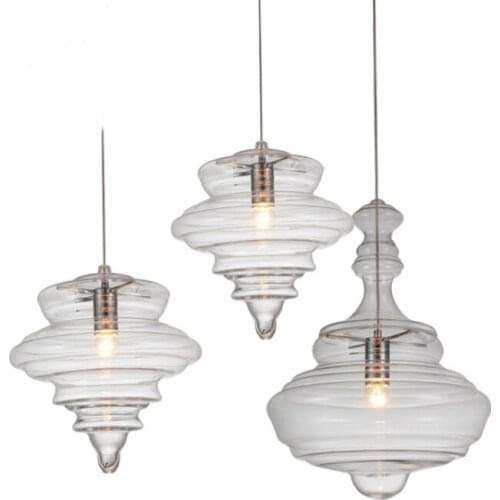Nordic Loft Transparent Glass Led Pendant Lights Art Retro Dining Room Living room Restaurant Hall Deco Hanging Light Fixturs