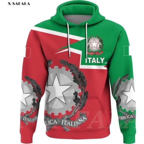 Italy Pattern Tattoo Country Flag 3D Printed Hoodie Man Women Pullover Tracksuit Outwear Zipper Sweatshirt Casual Harajuku