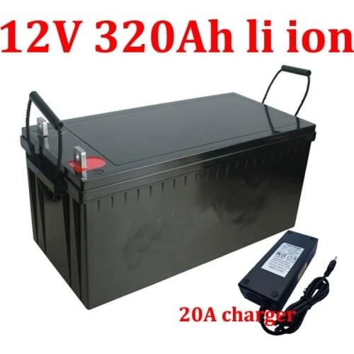 Waterproof rechargeable 12V 320AH lithium ion 12v 320ah for 1200W 800W Solar system Electric car Inverter fridge + 20A Charger