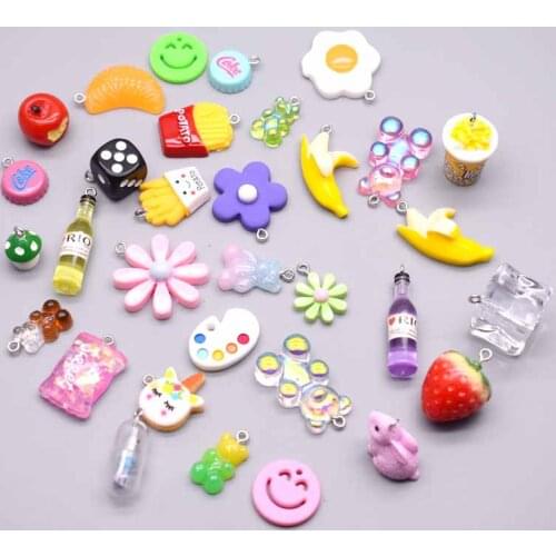Poached Egg,Popcorn ,Cocktail Fruit, Frice, Ice Cube Pendants Crafts DIY Making Findings Handmade Jewelry for Earring Necklace