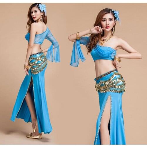 Bellydance Costume 2017 New Modal Hot Sale Women Bellydance Woman Belly Dance Suits Top&skirt&Belt Performance Wear Skirt