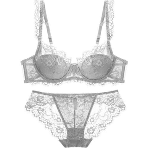 Woman sexy and comfortable thin French retro lace gather-up bra bra breathable comfortable thin cotton underwear set WT017