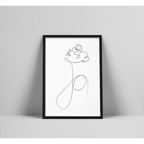 Feminine art, Woman one line drawing print, Black white poster, Female face printable wall art, Minimalist beaauty illusumumblr