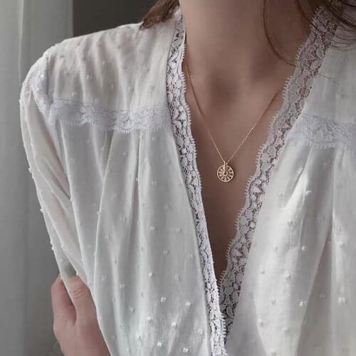 Round Sunflower Zircon Pendant Necklace Women Choker Clavicle Flower Charm Trendy Jewelry Gift For Girl