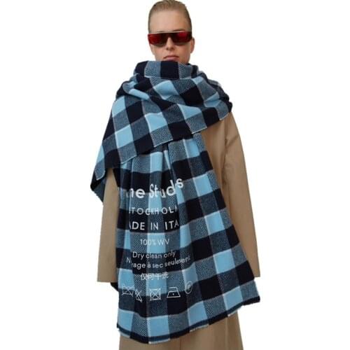 Winter 2019 European and American AC New Type Colour Chequered tassel Imitated Cashmere Female Scarf Warm Lady Shawl Scarf