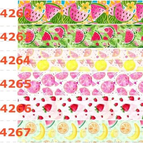 10yards - Different sizes-Fruit pattern printed Grosgrain ribbon -Cute&Hot&New ribbon -Watermelon,strawberry,lemon pattern